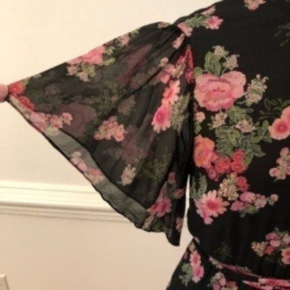 Zara Floral Ruffle Chiffon Mini Dress Small - Picture 4 of 10